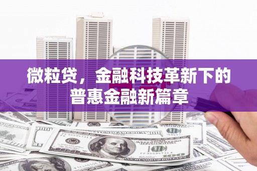 麦寮微粒贷，金融科技革新下的普惠金融新篇章