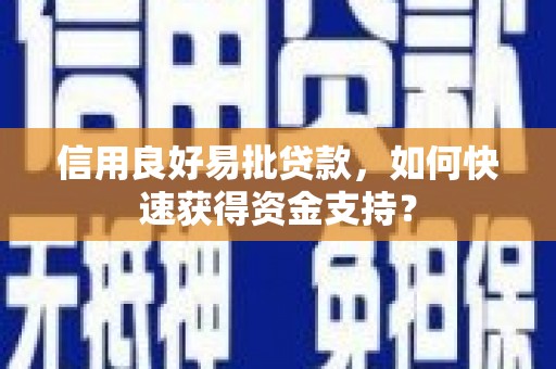 麦寮信用良好易批贷款，如何快速获得资金支持？