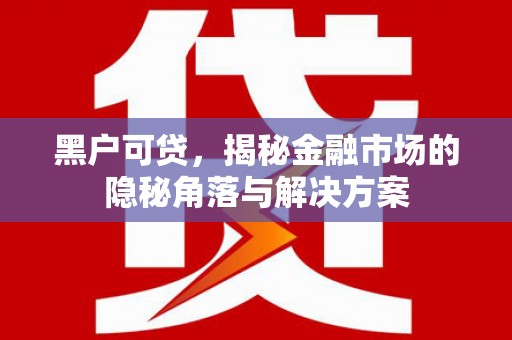 麦寮黑户可贷，揭秘金融市场的隐秘角落与解决方案
