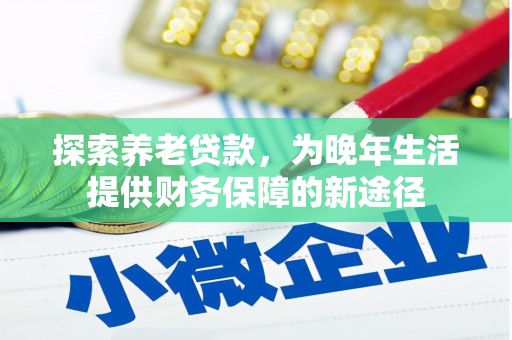 麦寮探索养老贷款，为晚年生活提供财务保障的新途径