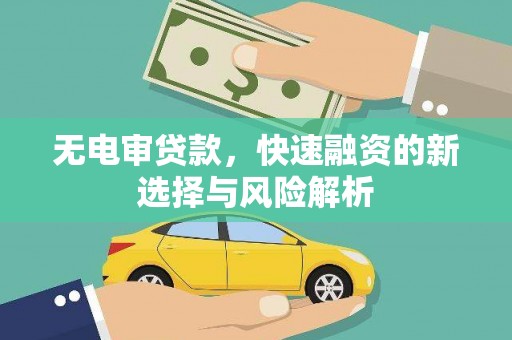 麦寮无电审贷款，快速融资的新选择与风险解析