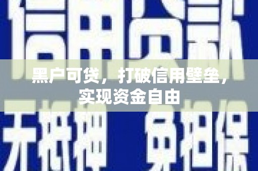 麦寮黑户可贷，打破信用壁垒，实现资金自由