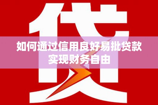 麦寮如何通过信用良好易批贷款实现财务自由