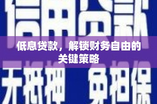 麦寮低息贷款，解锁财务自由的关键策略